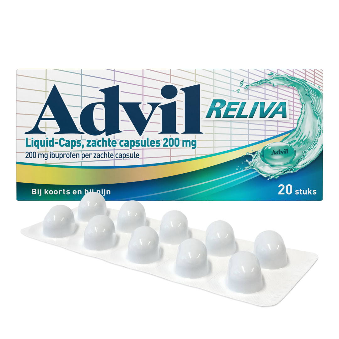 Advil Reliva Liquid-Caps, 200 mg ibuprofen, 20 stuks