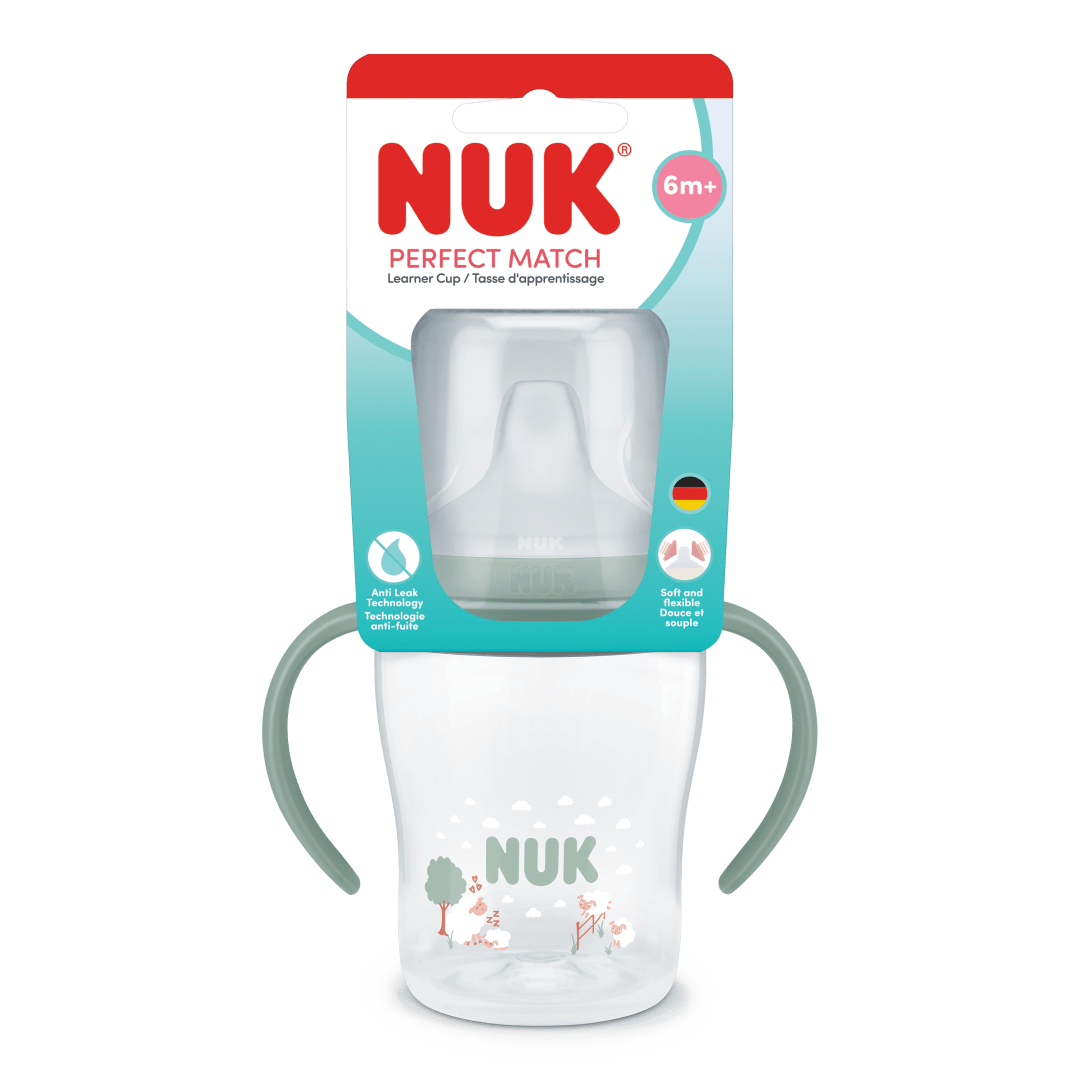 NUK Perfect Match Learner Cup, 6+ Months, 150 ml, Leak Proof Sippy Cup Toddler Bottle, Anti-Slip Handles, Sheep, 1 Count