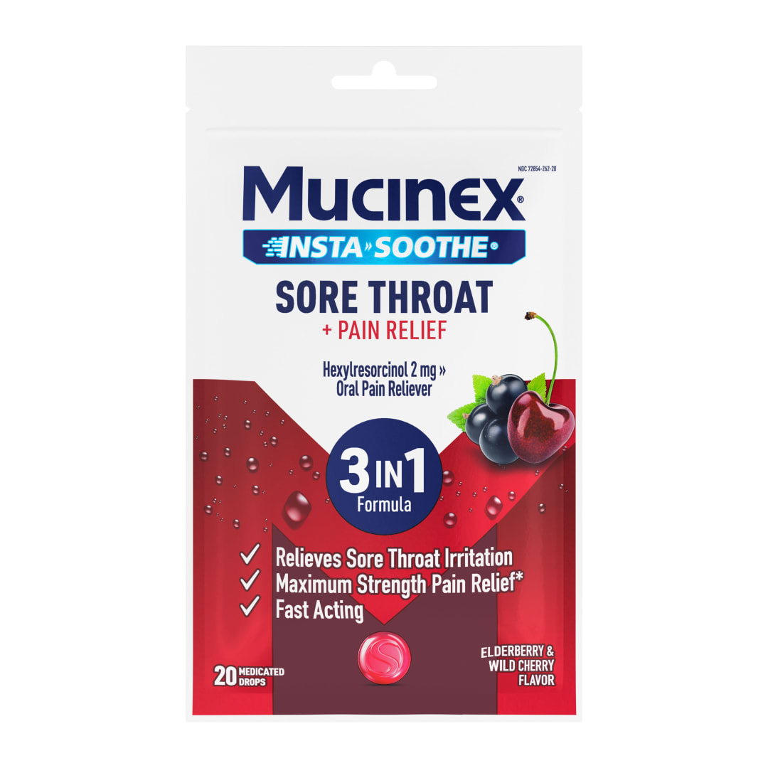 MUCINEX® InstaSoothe™ Sore Throat + Pain Relief - Elderberry & Wild Cherry 36/20 ct.