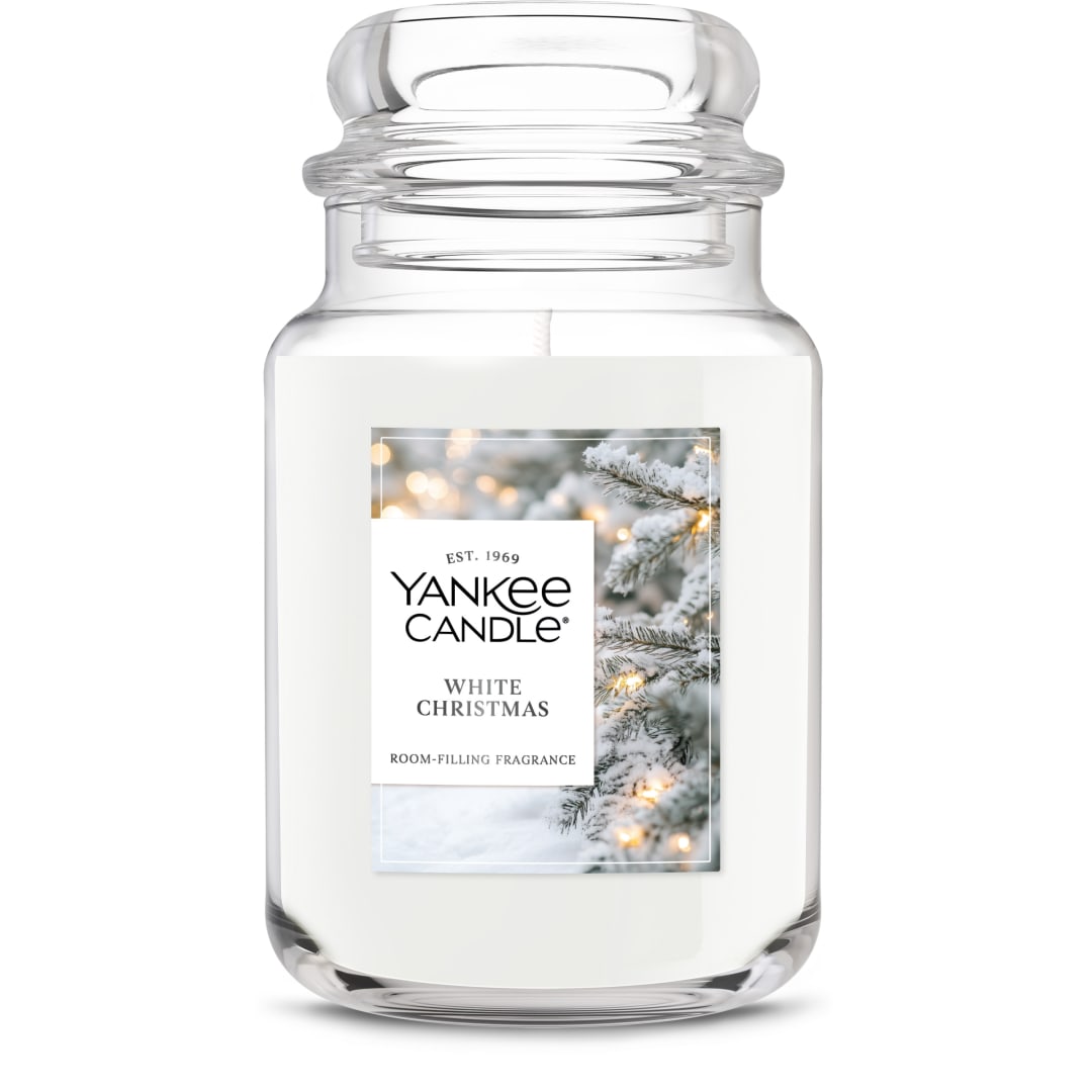 Yankee Candle Large Jar Scented Candle with up to 150 Hour Burn Time, Premium Plant Wax Blend for Consistent Burn, 22 oz Jar Candle with Room Filling Fragrance, White Christmas