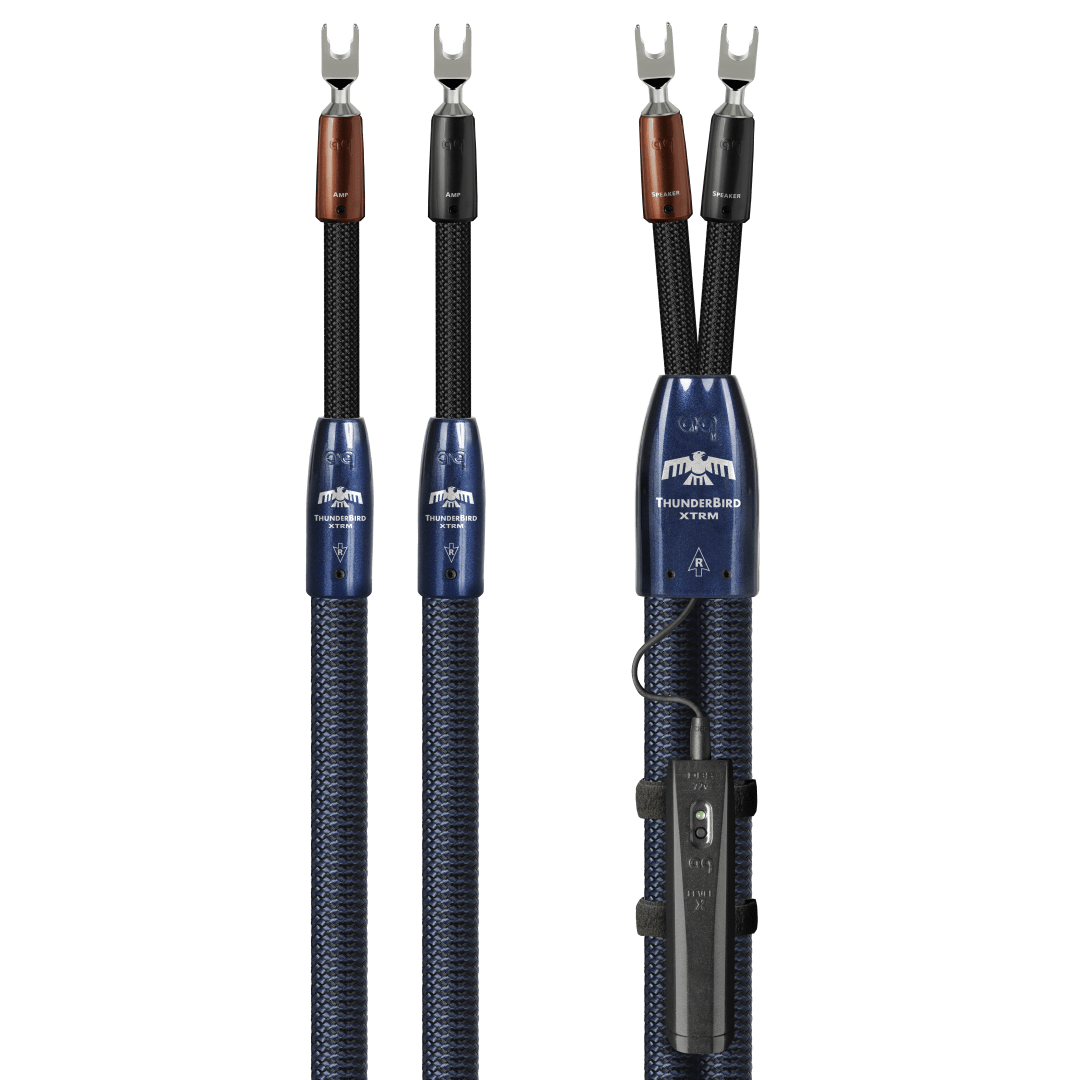 AudioQuest ThunderBird XTRM Speaker Cable w/ ZERO-Tech for Full-Range or Treble (15', 2 x Male U-Spade, Silver)