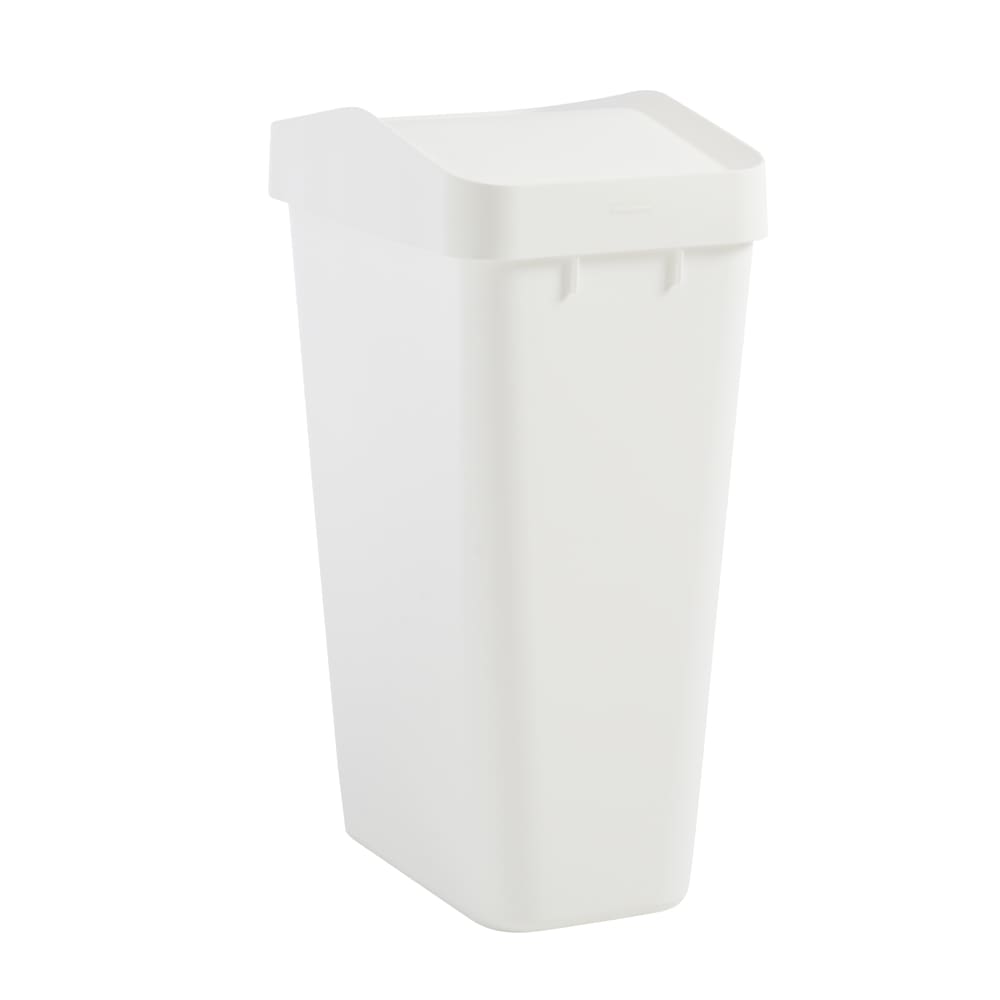 Rubbermaid Swing Top Waste Container for Home and Kitchen Easy Access Disposal and Slim Modern Trash Can with Lid 12.2 Gallon Capacity White