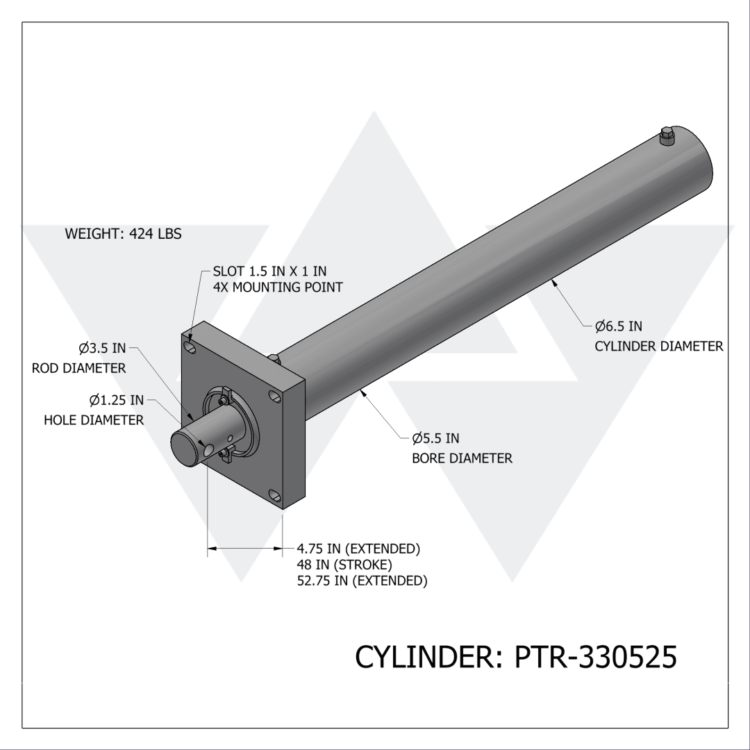 PTR Hydraulic Cylinder 6X3 1/2X48