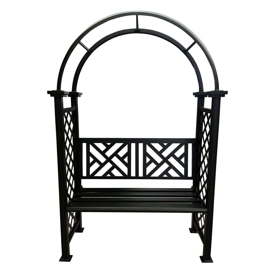 Black Aluminum Garden Arbor Arch with 2-Seater Bench