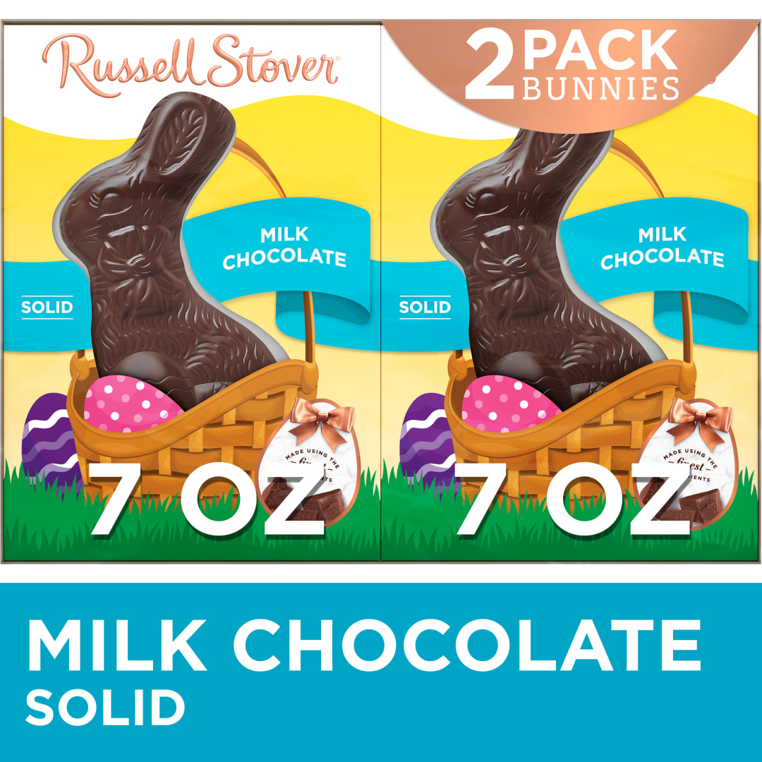 RUSSELL STOVER Easter Bunny Solid Milk Chocolate Candy Rabbit 2 pack, 14 oz.