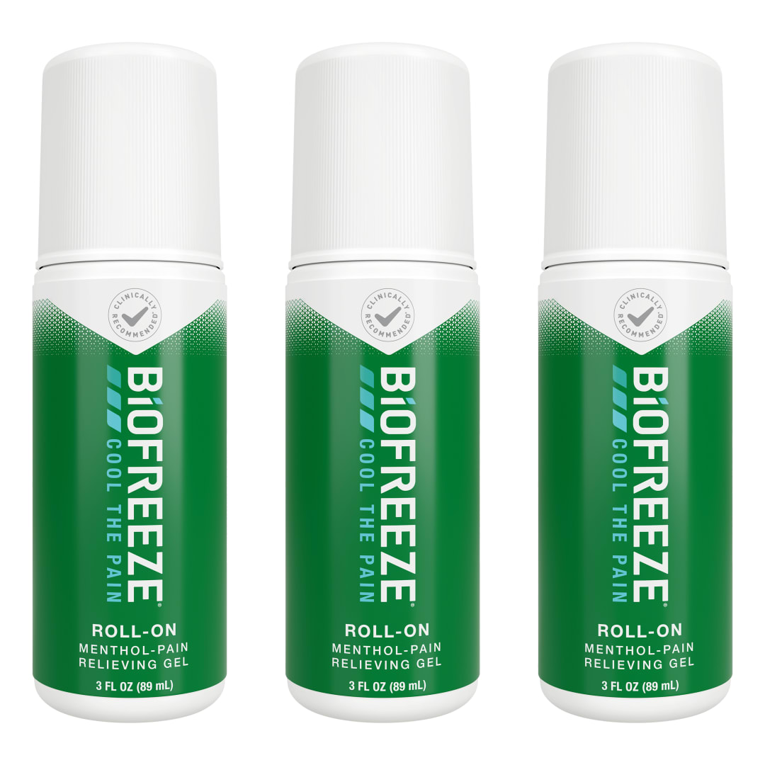 Biofreeze Pain Relief Roll-On, 3 oz. Roll-On, Green, Pack of 3
