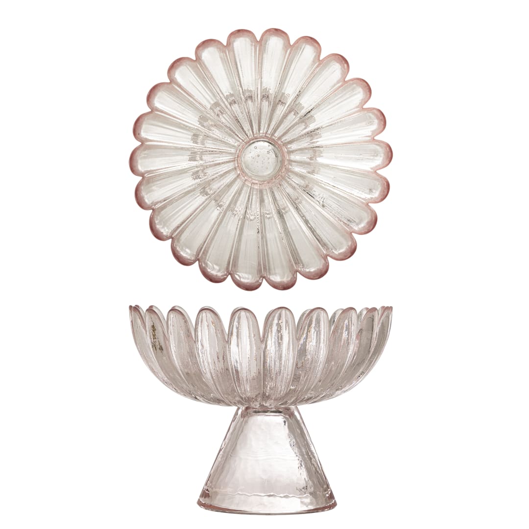 82068719 - Nalu Pedestal Bowl, Rose, Glass STOCK: 300