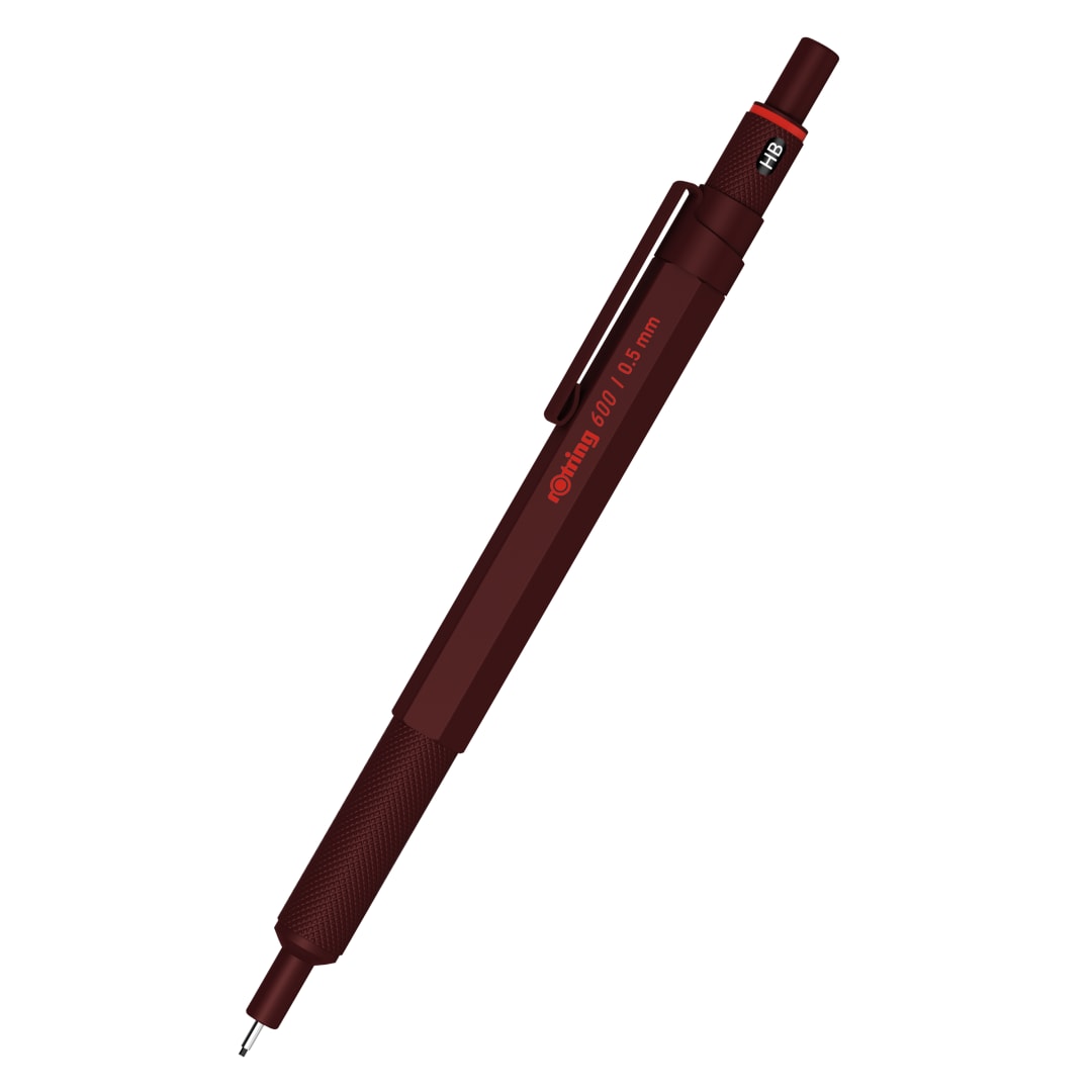 rOtring 600 Mechanical Pencil | HB Lead, 0.5 mm | All-Metal Body Propelling Pencil | Chocolate Truffle | Non-Slip Knurled Grip & Hexagonal Barrel