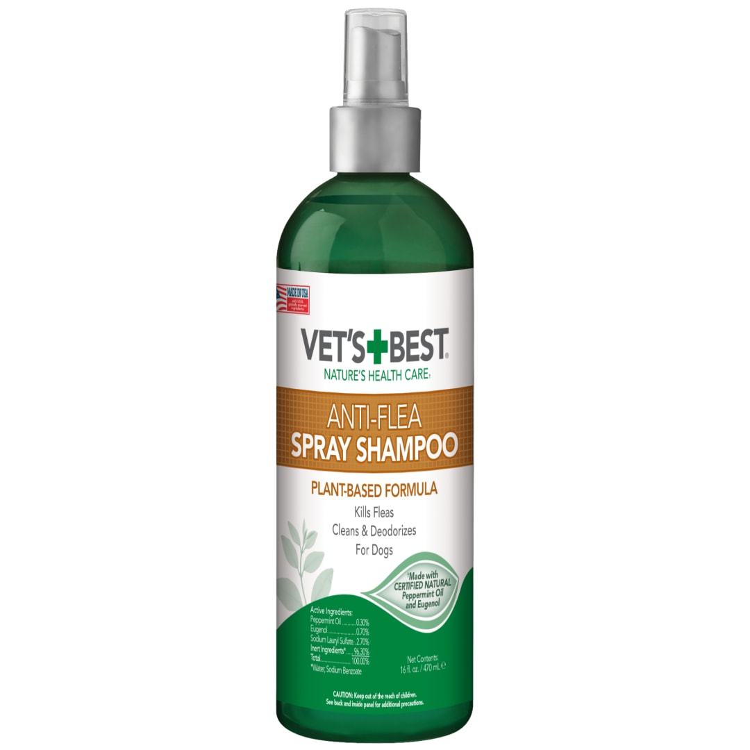 Vet's Best Anti-Flea Spray Shampoo - Dog Flea and Tick Treatment - Plant-Based Formula - Certified Natural Oils - 16 oz