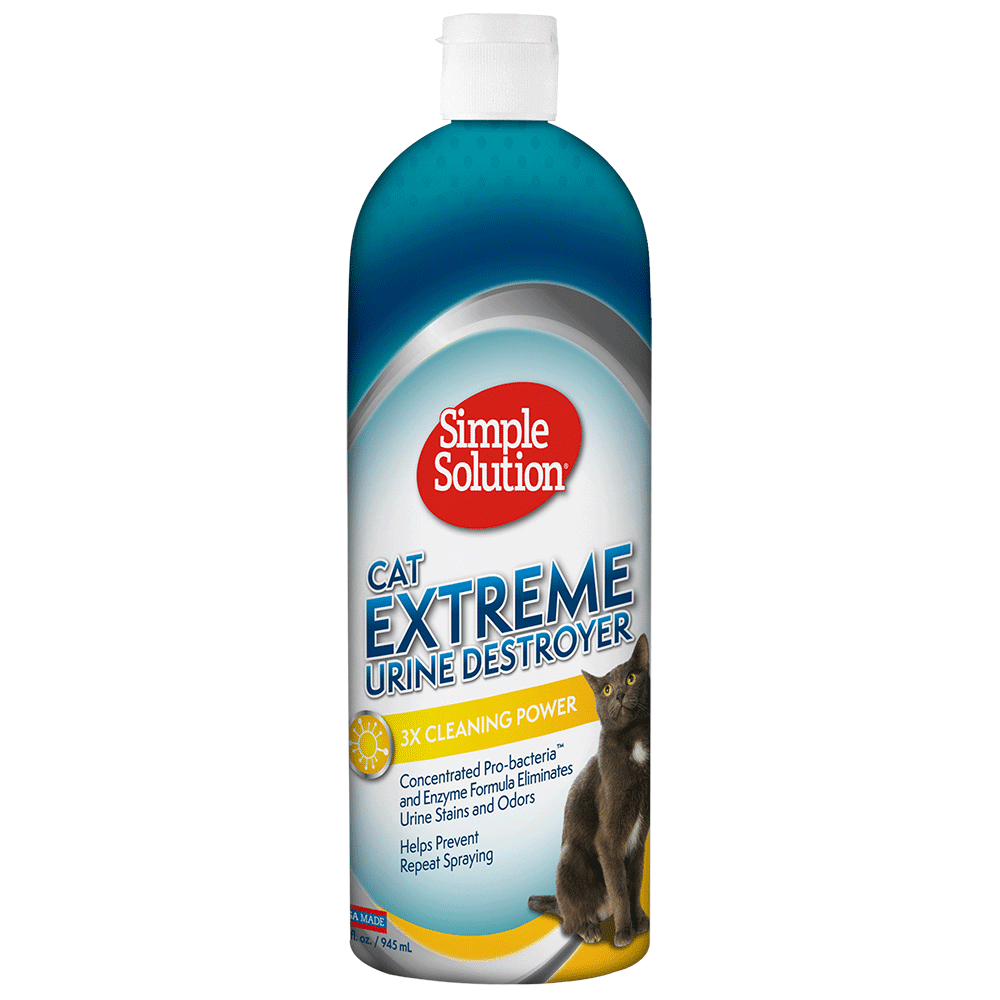 Simple Solution Extreme Cat Urine Destroyer | Cat Stain and Odor Remover | Breaks Down Cat Urine to Neutralize Stain and Odor | Prevents Repeat Marking | 32 Ounces