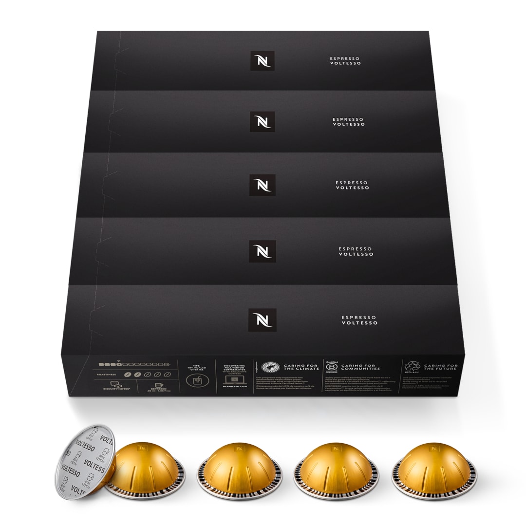 Nespresso Capsules Vertuo, Voltesso , Mild Roast Espresso Coffee, 50 Count Coffee Pods
