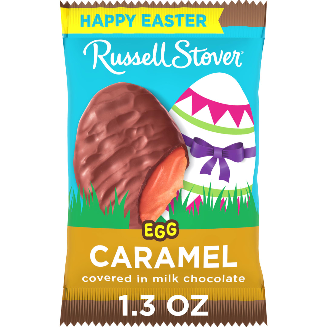 RUSSELL STOVER Easter Caramel Milk Chocolate Candy Easter Egg, 1.3 oz.