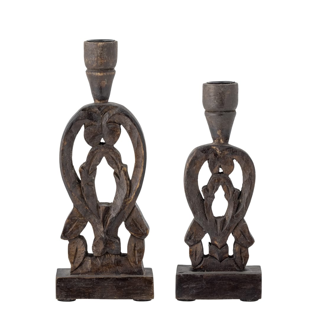 82066103 - Bernie Candle Holder, Brown, Mango STOCK: 16