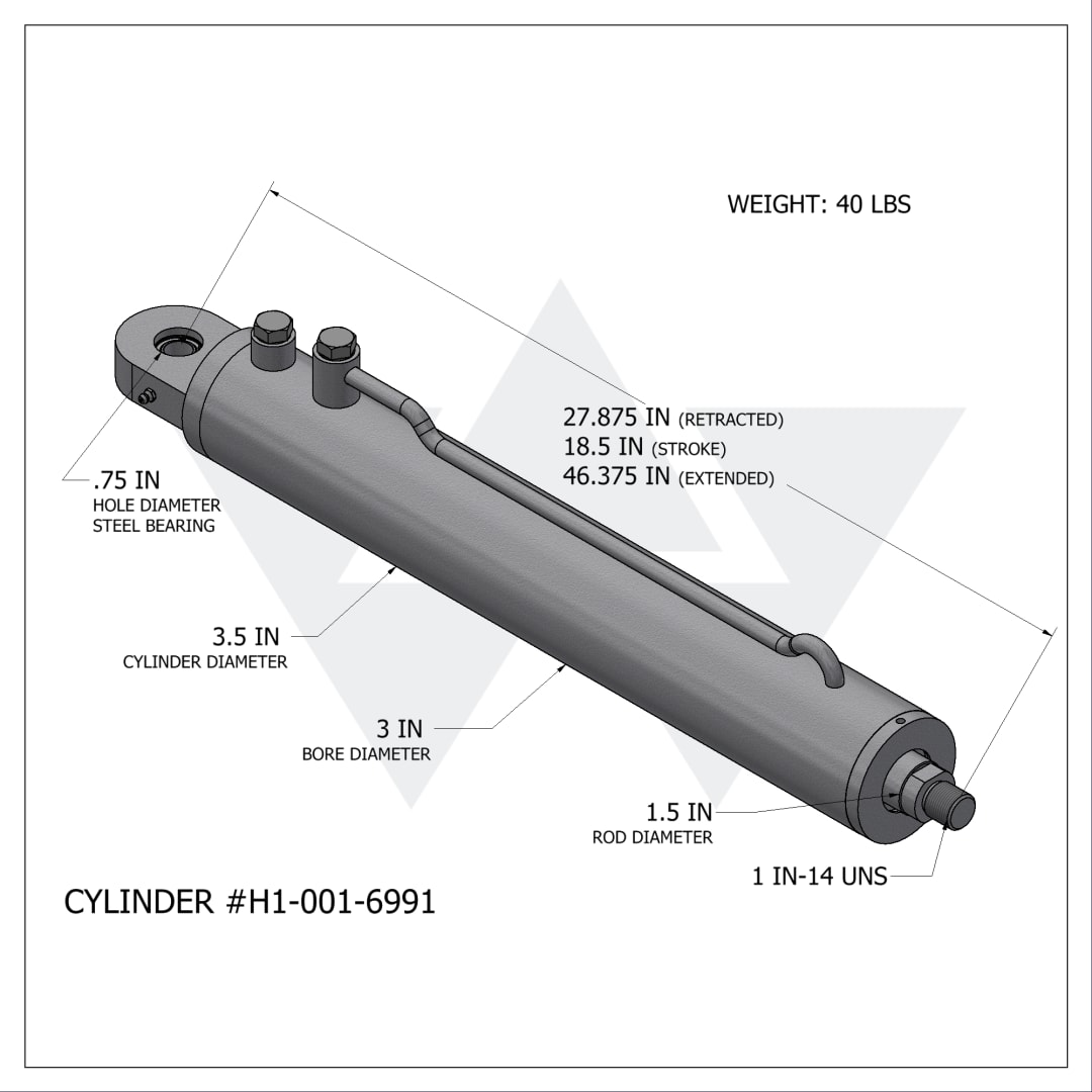 Wastebuilt® Replacement for Heil Tailgate Raise Cylinder (3" X 1.5" X 18.5")