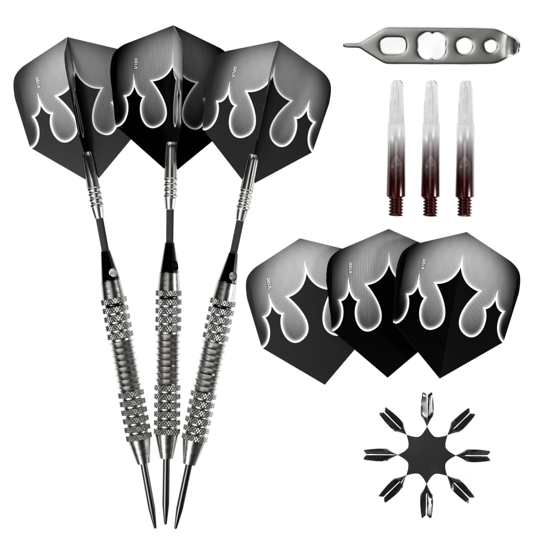 Viper Shot King Steel Tip Dart Set with Nomad Dart Case | 80% Tungsten | Silver | 25 Grams