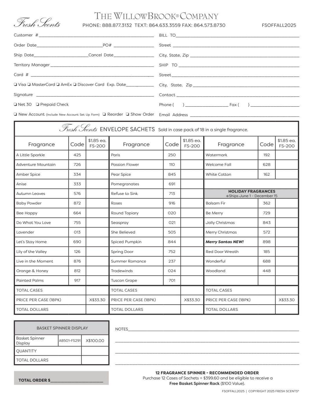 FS Order Form 2025 