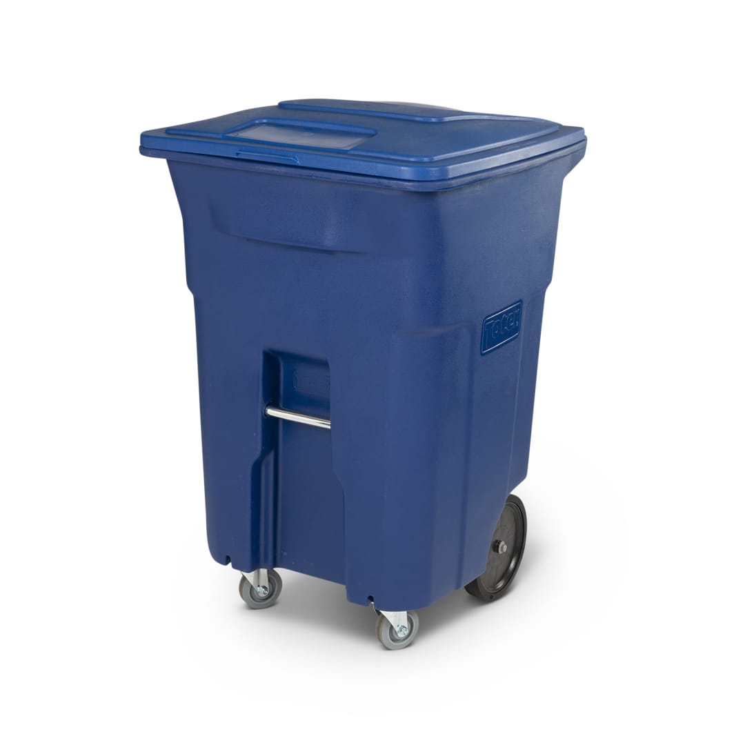 96 Gal. Trash Can with Wheels and Lid (2 caster wheels 2 stationary wheels)