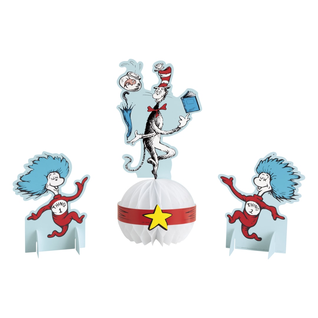 Cat in the Hat Honeycomb and Cutout Centerpiece Kit, 3pc