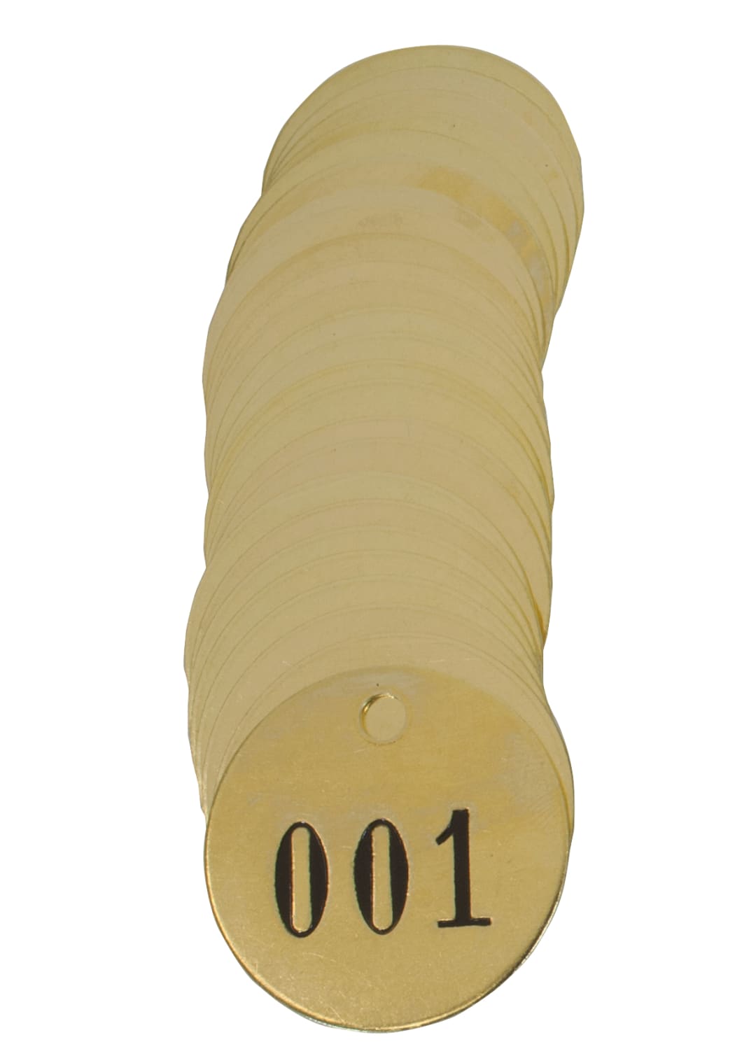 Pre-Marked Tag-Round 001-025 1-1/2"Brass 25 Pack