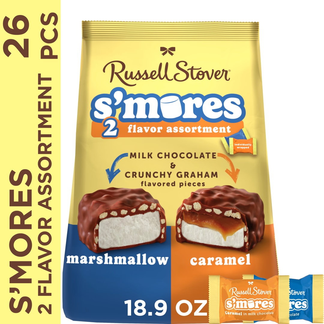 RUSSELL STOVER S'Mores Milk Chocolate Candy Classic & Caramel Marshmallow Assorted Bag, 18.9 oz.