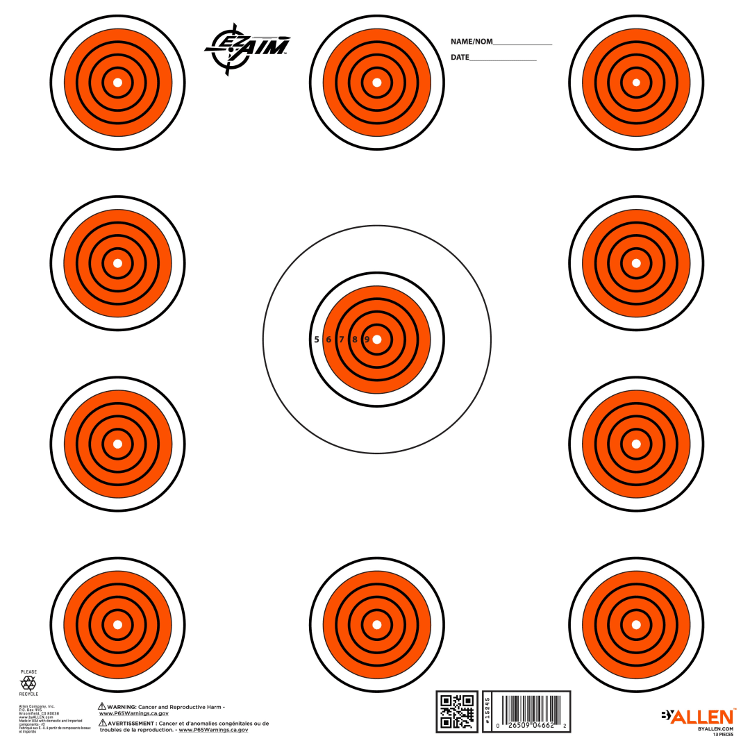 EZ Aim® Paper 11-Spot Indoor Shooting Targets, 12" Square, 13-Pack