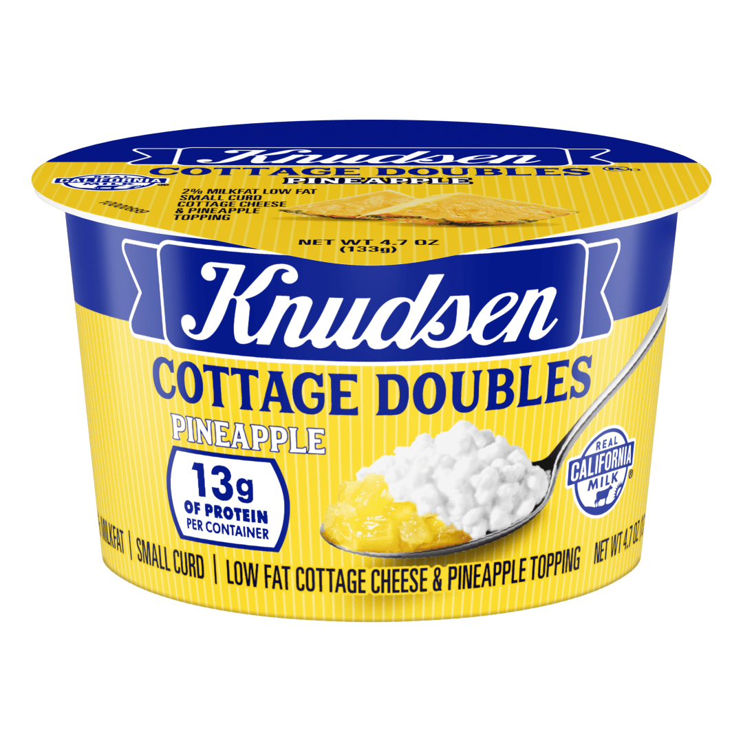 Knudsen's Cottage Cheese Doubles With Pineapple, Lowfat 2% Milkfat, 4.7 oz Cup, 13 g of Protein Per Serving