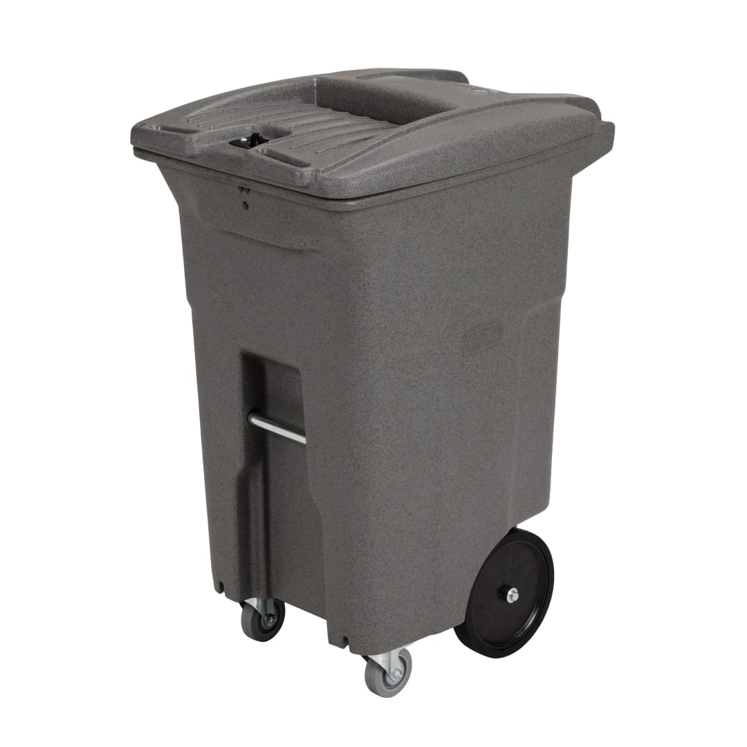 64 Gal. Graystone Document Trash Can with Wheels and Hasp Lock (2 Standard Casters, 2 Stationary Wheels)