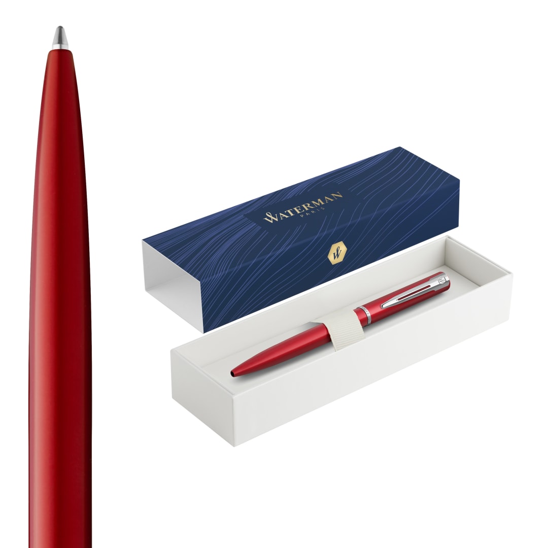 Waterman Allure Allure bolígrafo | lacado rojo | punta mediana | tinta azul | estuche de regalo