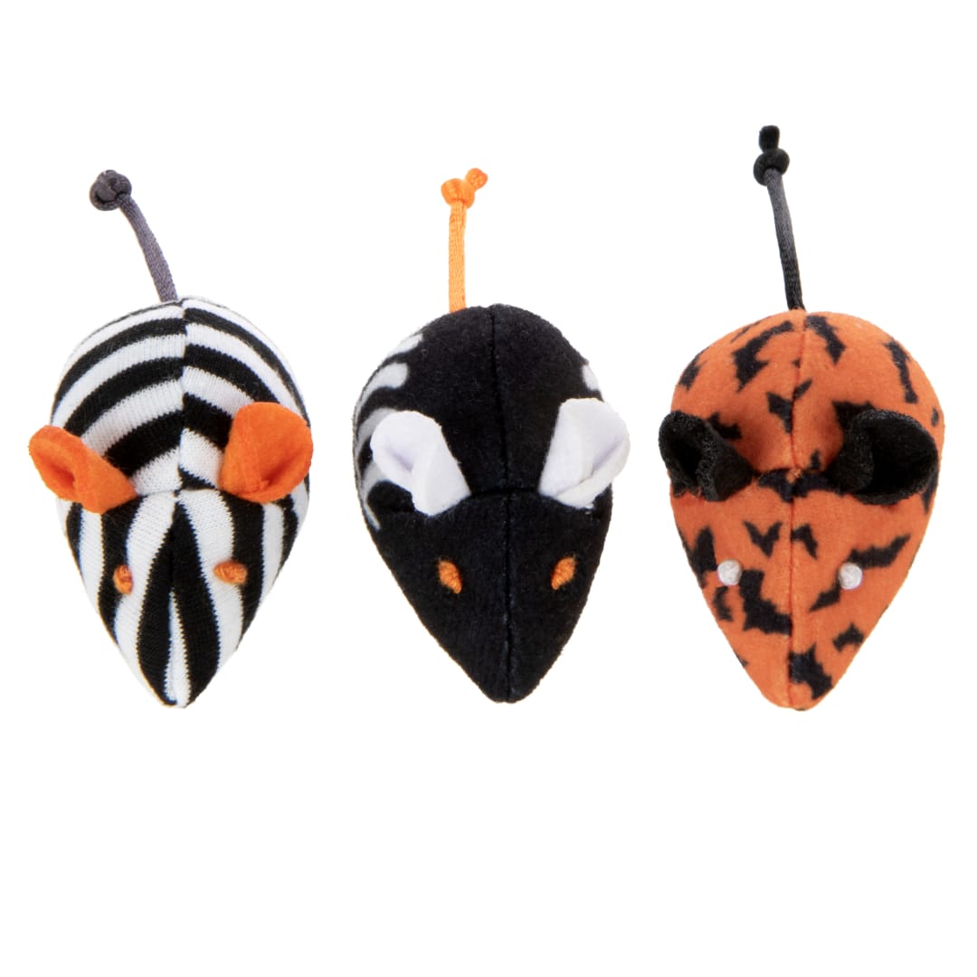 SmartyKat Skitter Mice Halloween Plush Catnip Mice Cat Toys, Set of 3