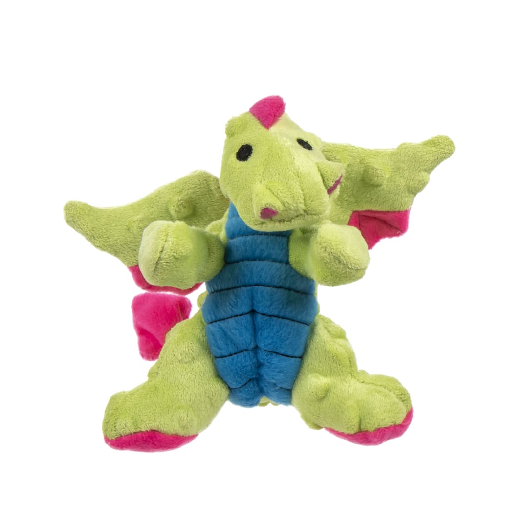 goDog Dragons Squeaky Plush Dog Toy With Chew Guard Technology, Green, Small