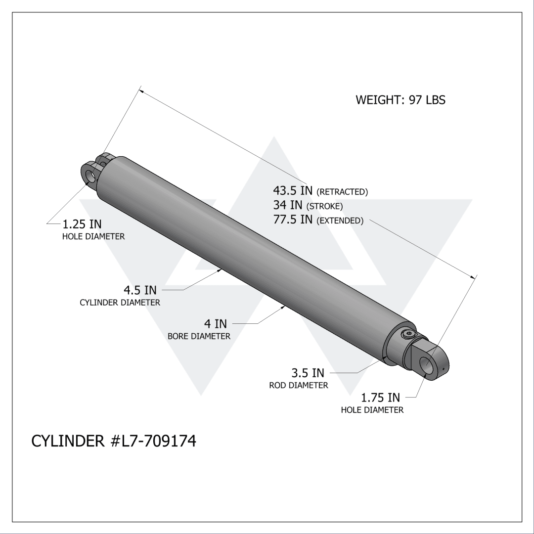 Wastebuilt® Replacement for Leach Tailgate Cylinder (4" X 3.5" X 34")
