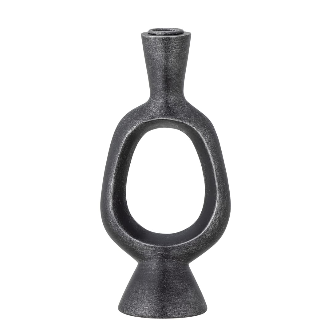 82057604 - Bijan Candle Holder, Black, Polyresin STOCK: 300