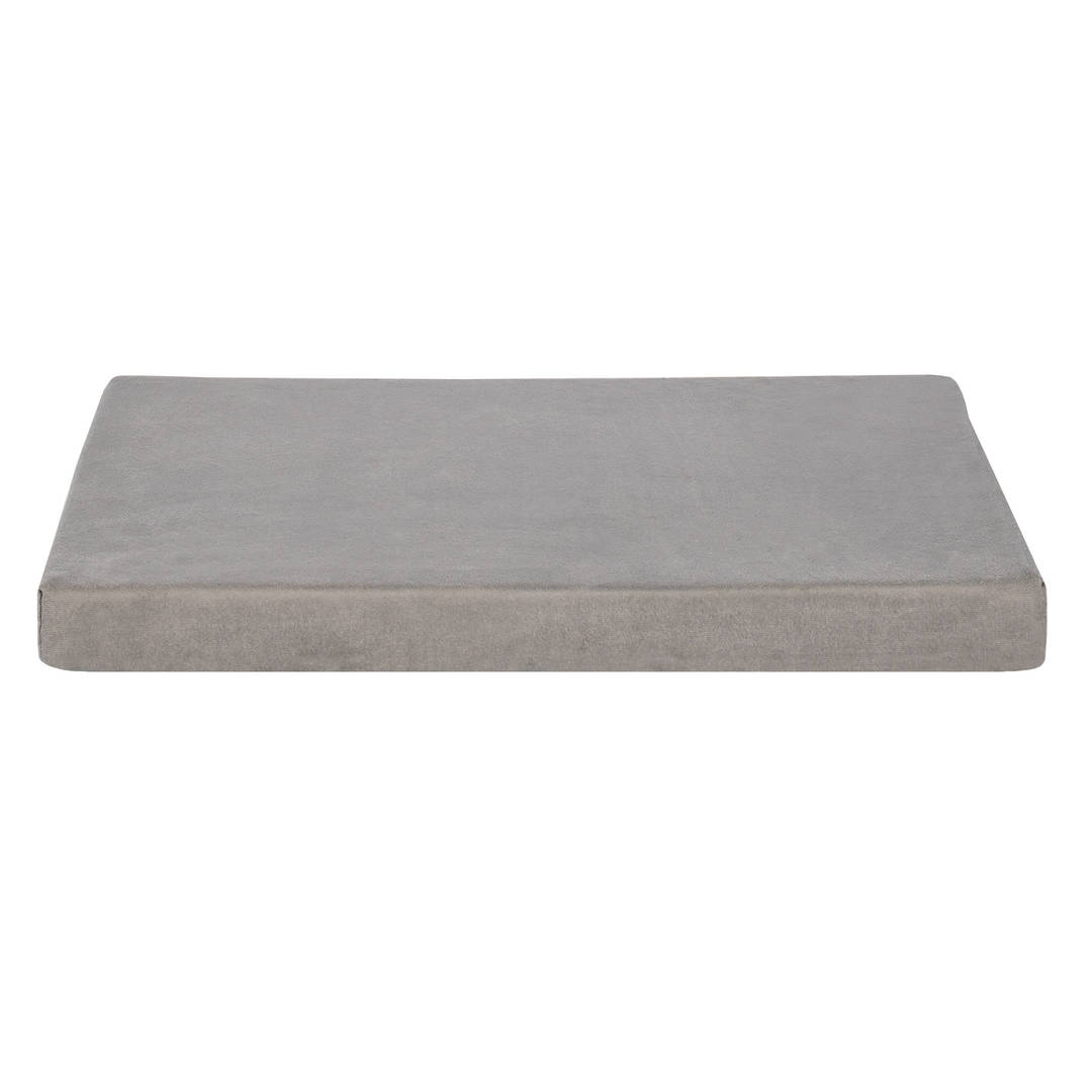 FurHaven Restful Dreamer Velvet Covered Orthopedic Foam Deluxe Crate Mat, Gray, Small