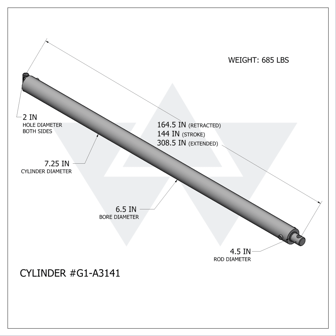 Galbreath™ Double Acting Winch Cylinder (6.5" X 4.5" X 144")