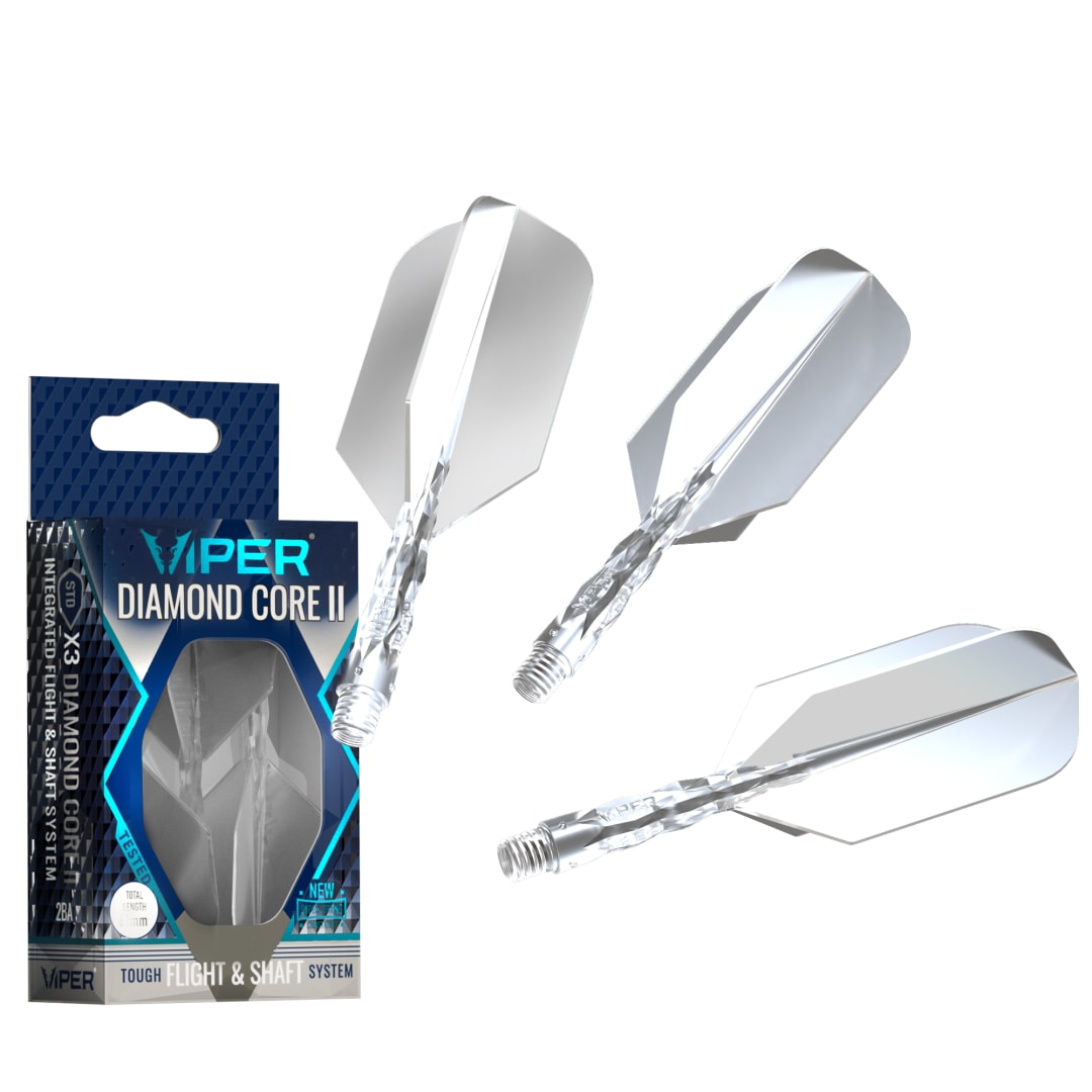 Viper Diamond Core II Integrated Dart Flight & Shaft System - Short Shaft, Slim Flight - Clear