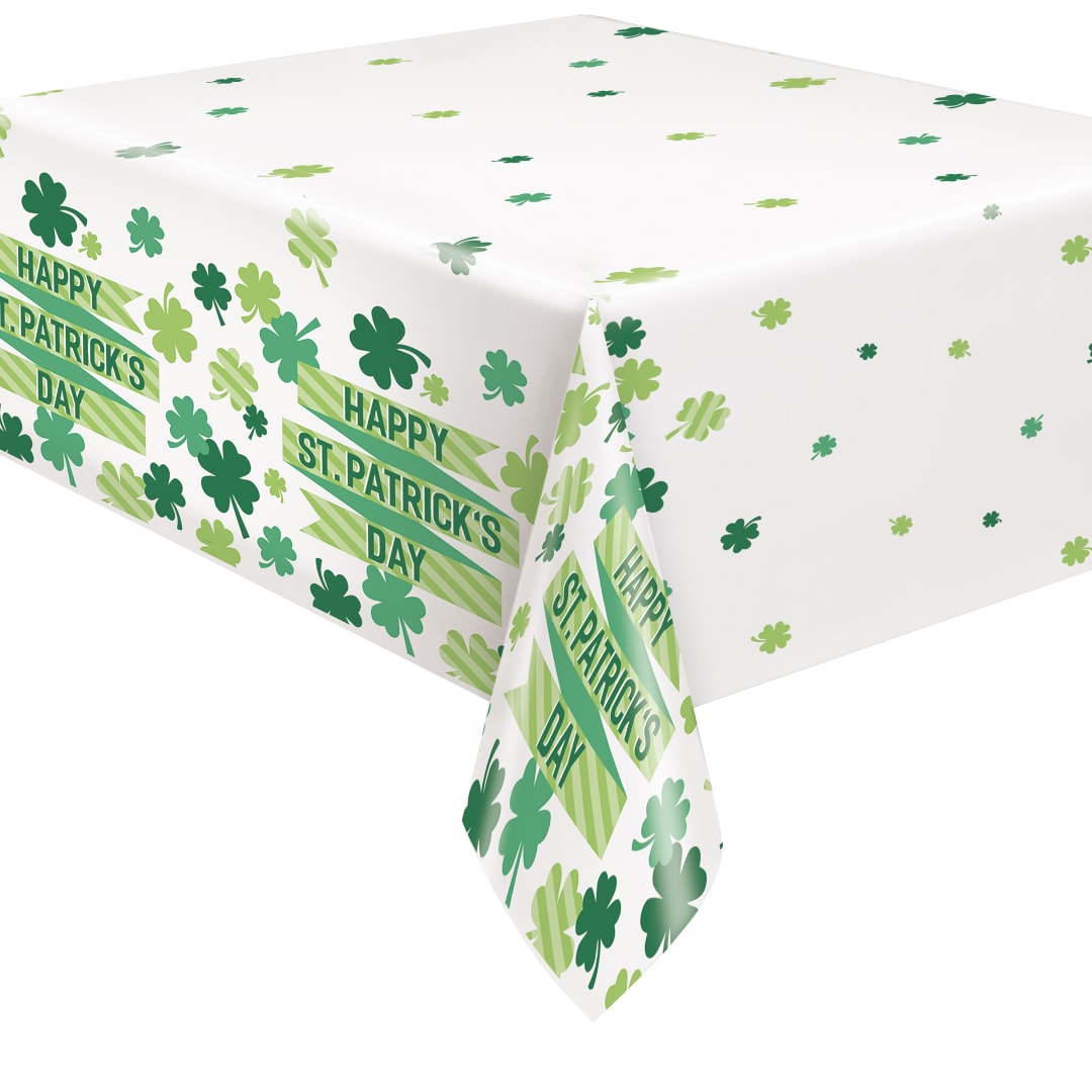 Lucky Clover Rectangular Plastic Table Cover, 54" x 84"