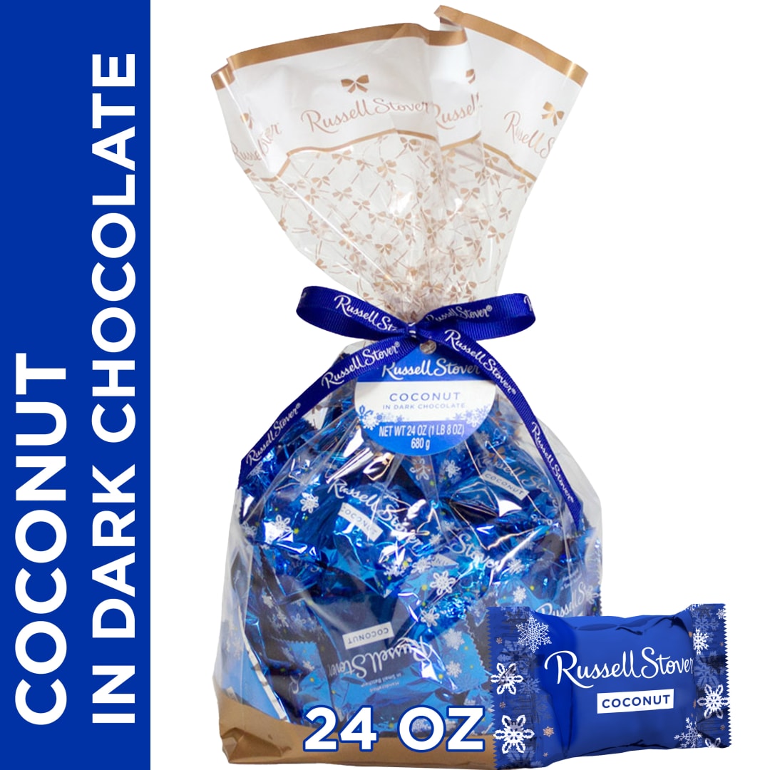 RUSSELL STOVER Christmas Dark Chocolate Coconut Snowflake Gift Bag, 24 oz.