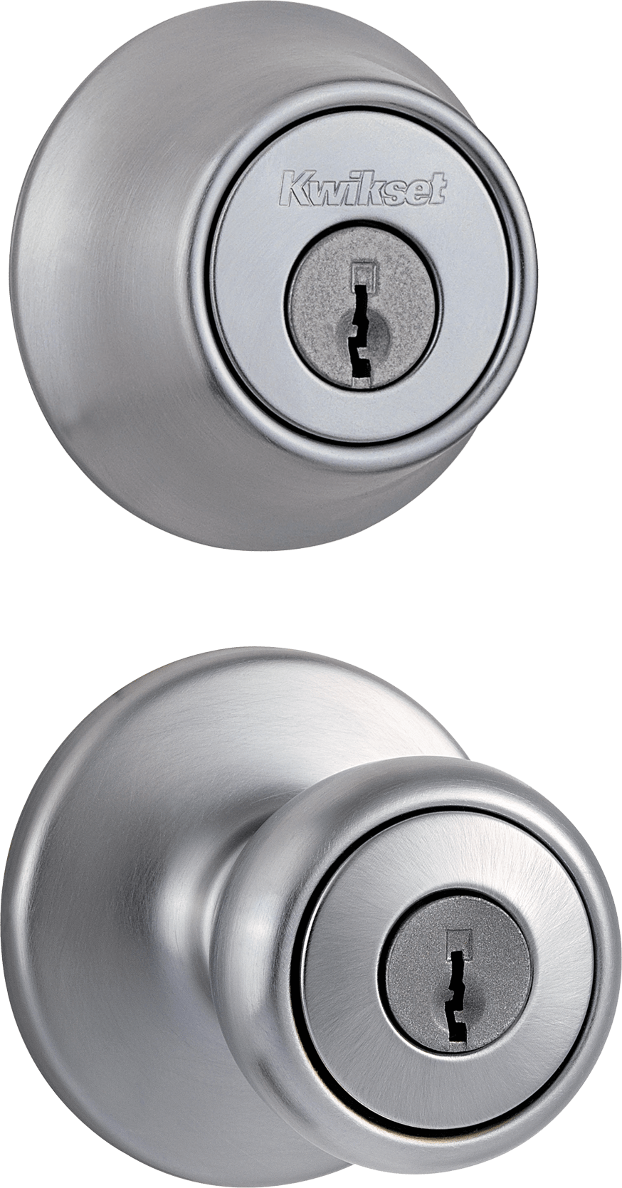 Tylo Single Cylinder Door Knob Combo Pack in Satin Chrome