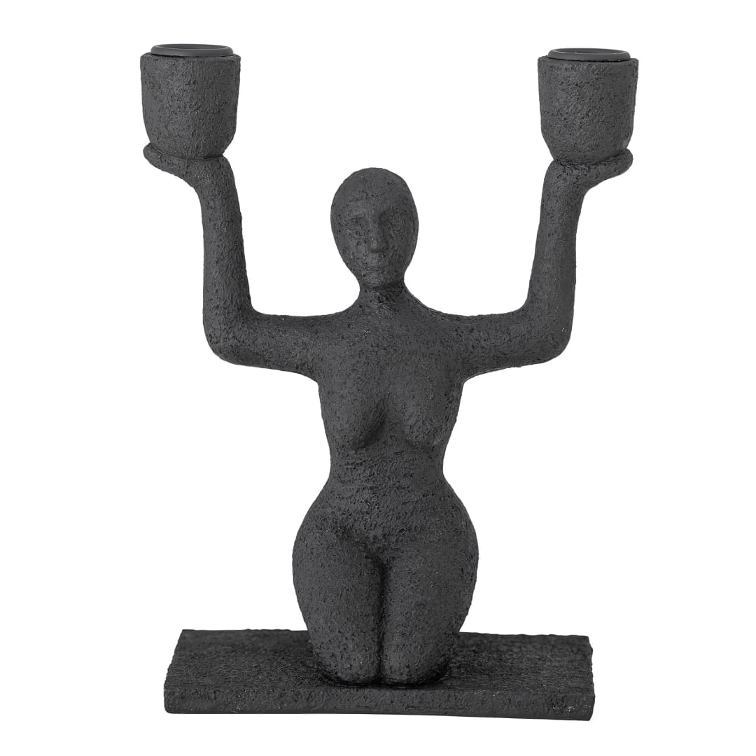 82052994 - Lucie Candle Holder, Black, Polyresin STOCK: 300