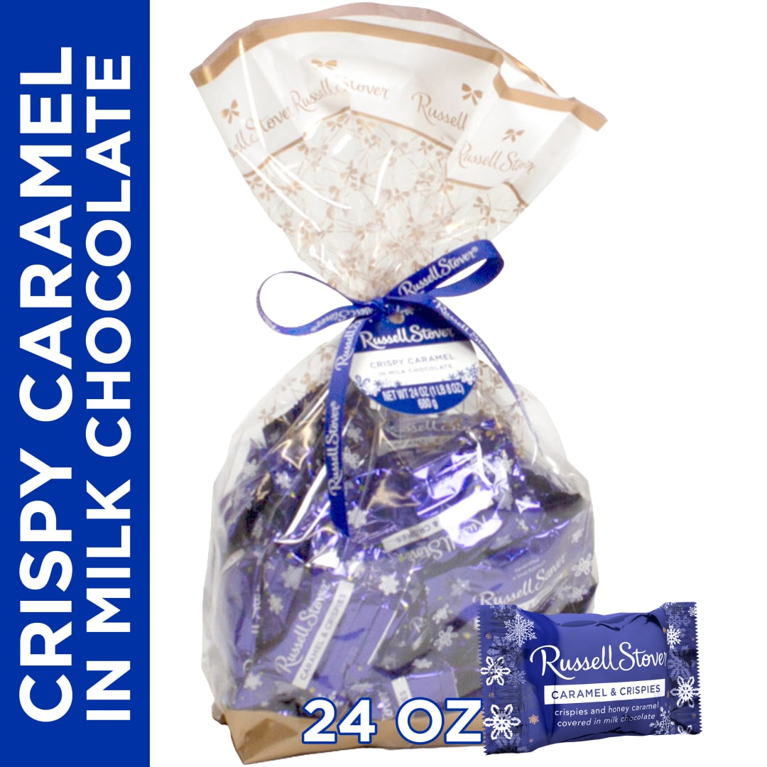 RUSSELL STOVER Christmas Milk Chocolate Caramel & Crispies Snowflake Gift Bag, 24 oz.