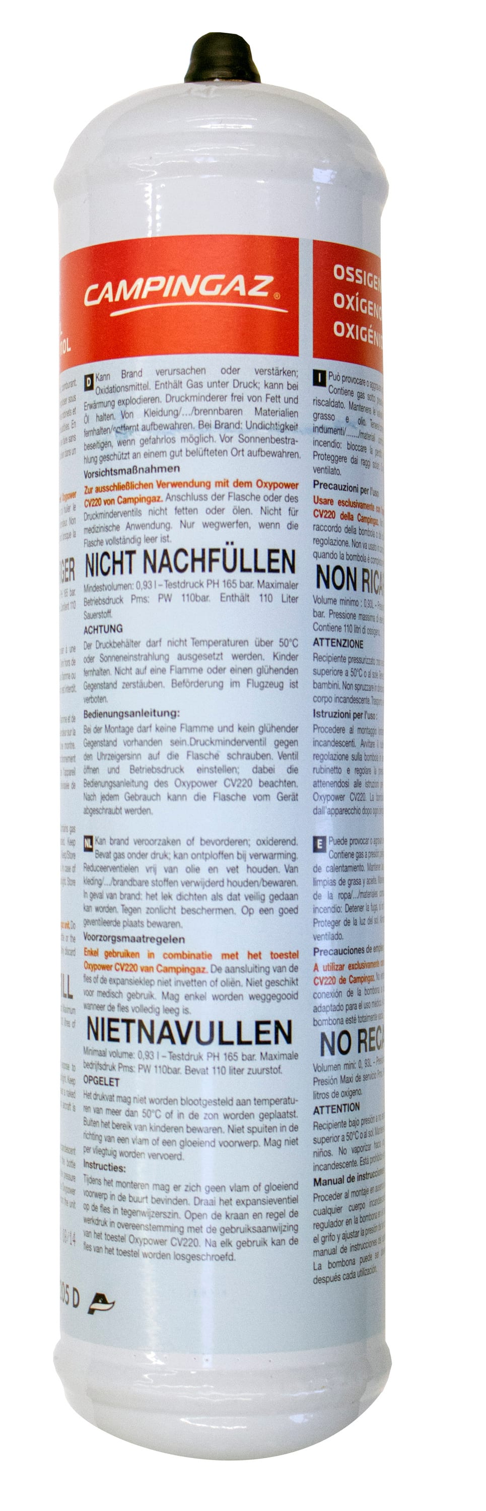 CYLINDER OXYGEN DISPOSABLE BOTTLE 110L