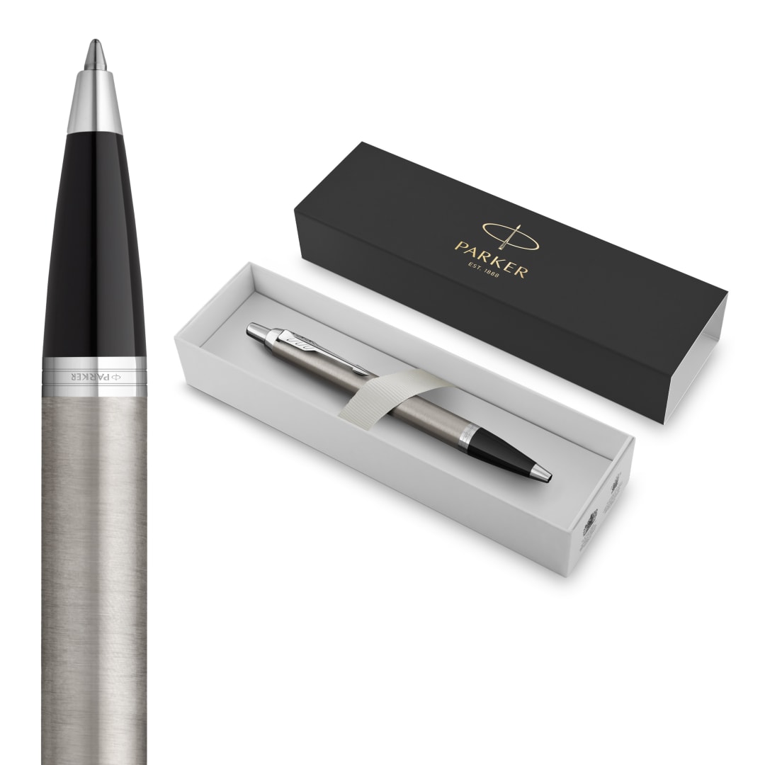 Parker Im Bolígrafo, Acero Inoxidable Con Detalles Cromados, Punta Mediana Con Tinta Azule, Caja Para Regalo