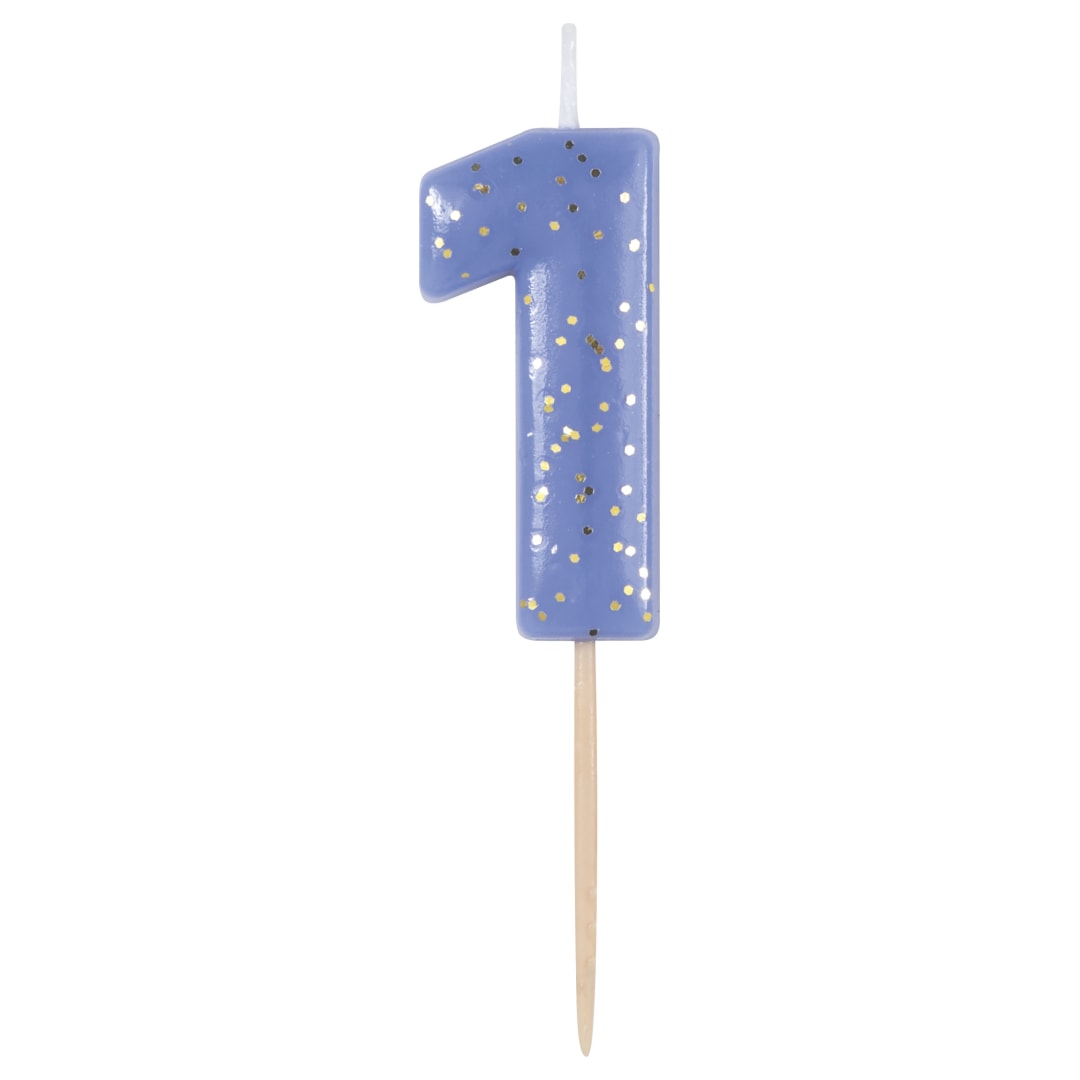 Mini Gold Glitter Pastel Number 1 Pick Birthday Candle