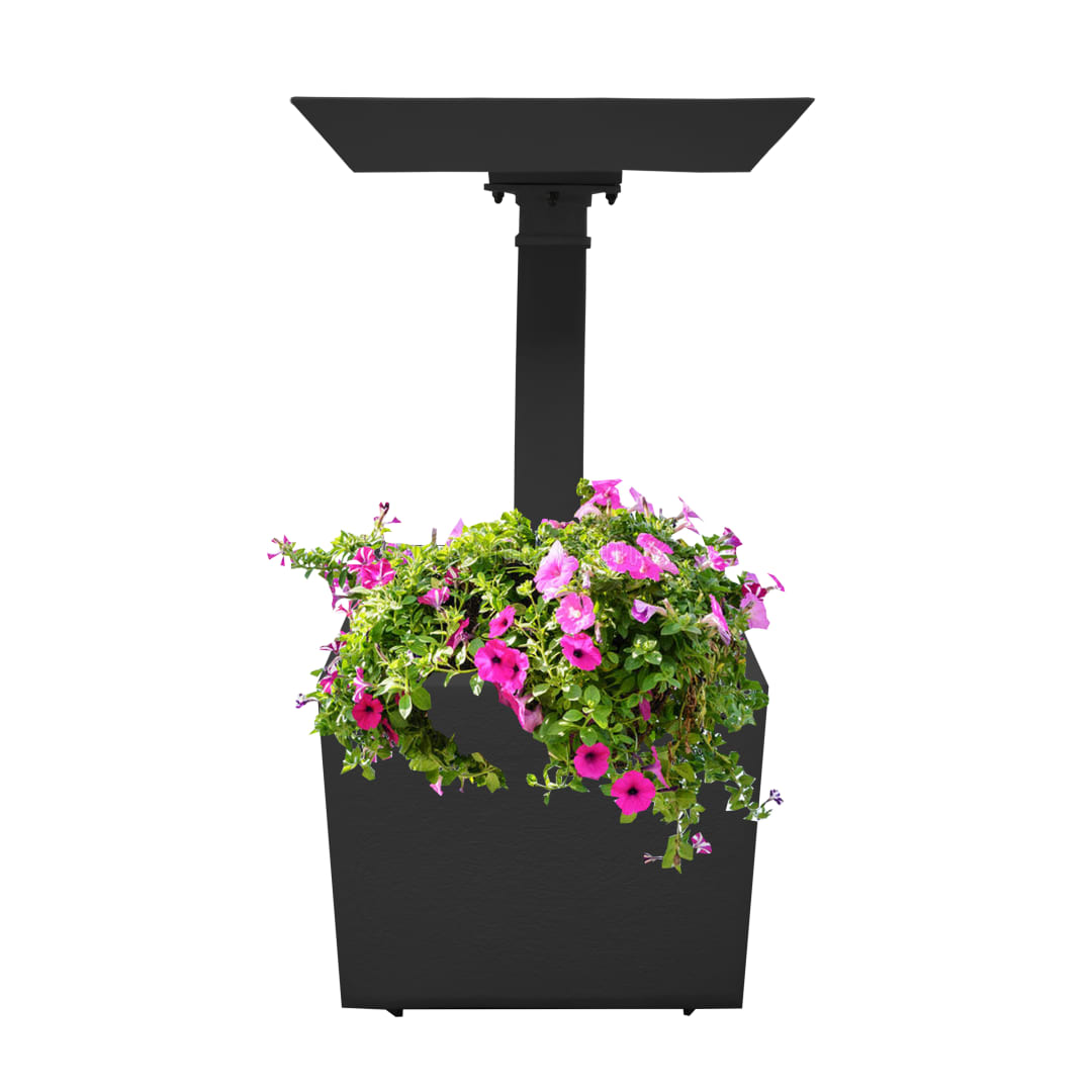 Modern Square Cast Aluminum Metal 35-in Black Bird Bath and Planter Vase Combo