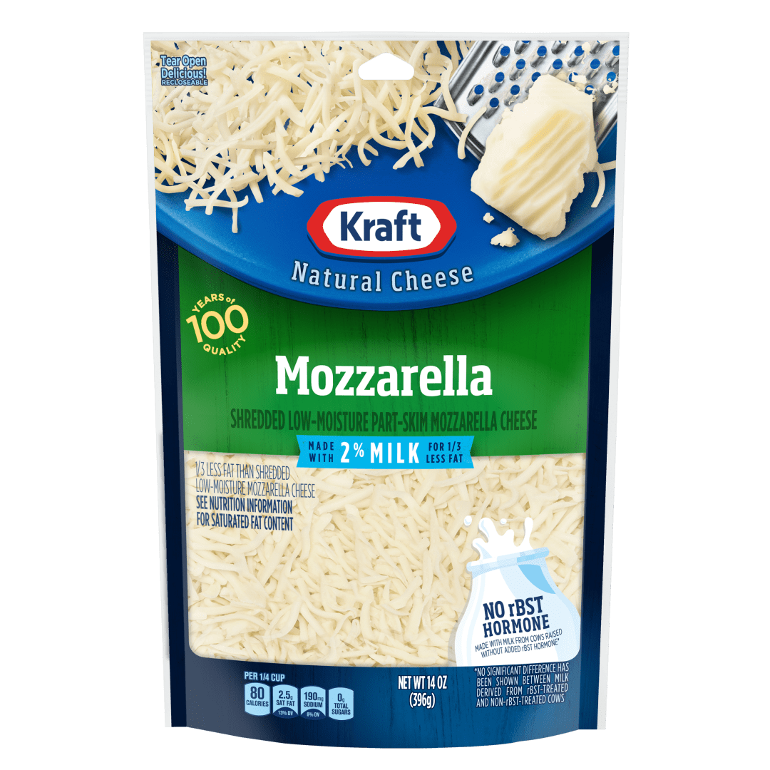 Kraft Natural Reduced Fat Mozzarella Shredded Cheese, 14 oz Bag