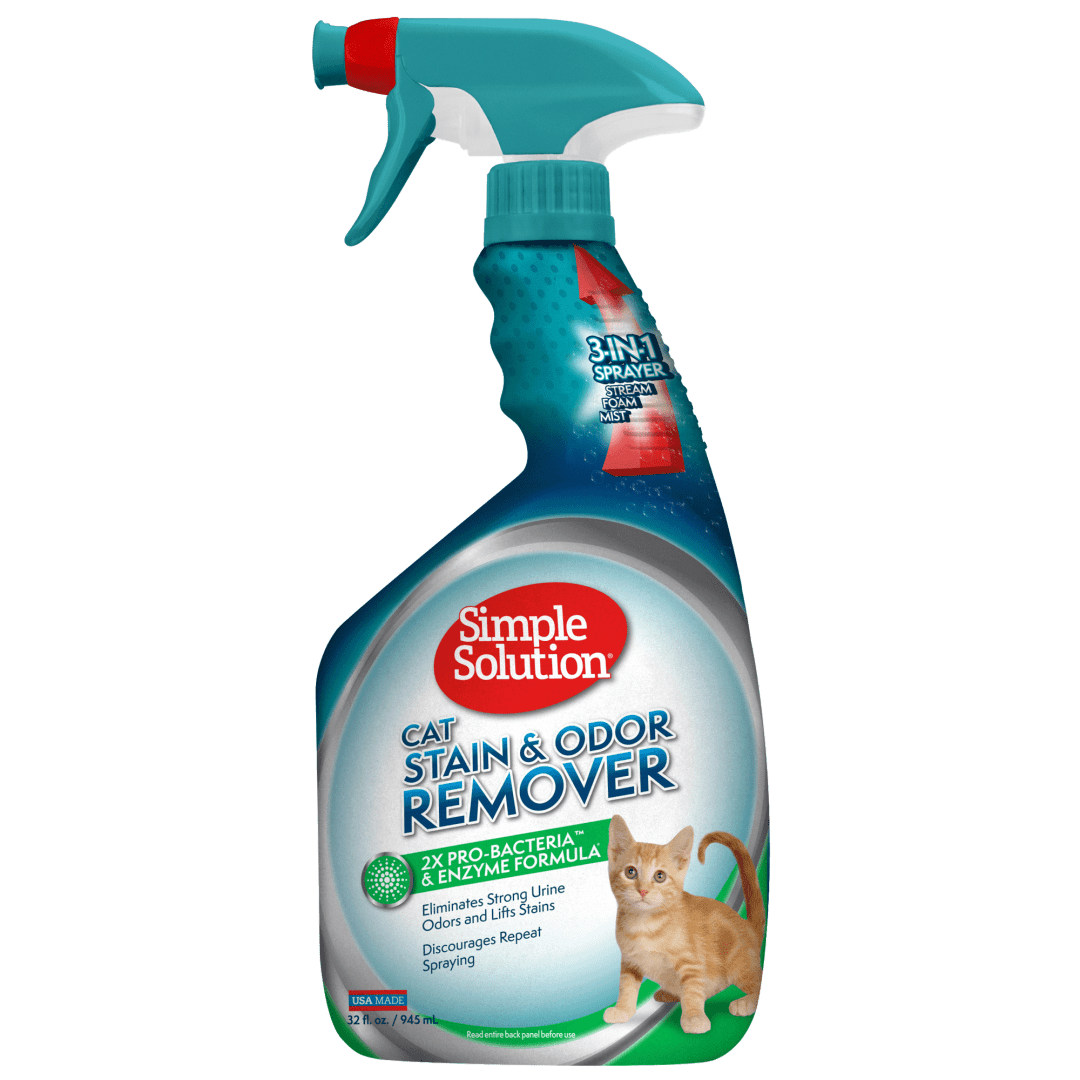 Simple Solution Cat Stain and Odor Remover | Pro-Bacteria and Enzyme Formula | Eliminate Tough Cat Stains and Odors | 32 Ounces