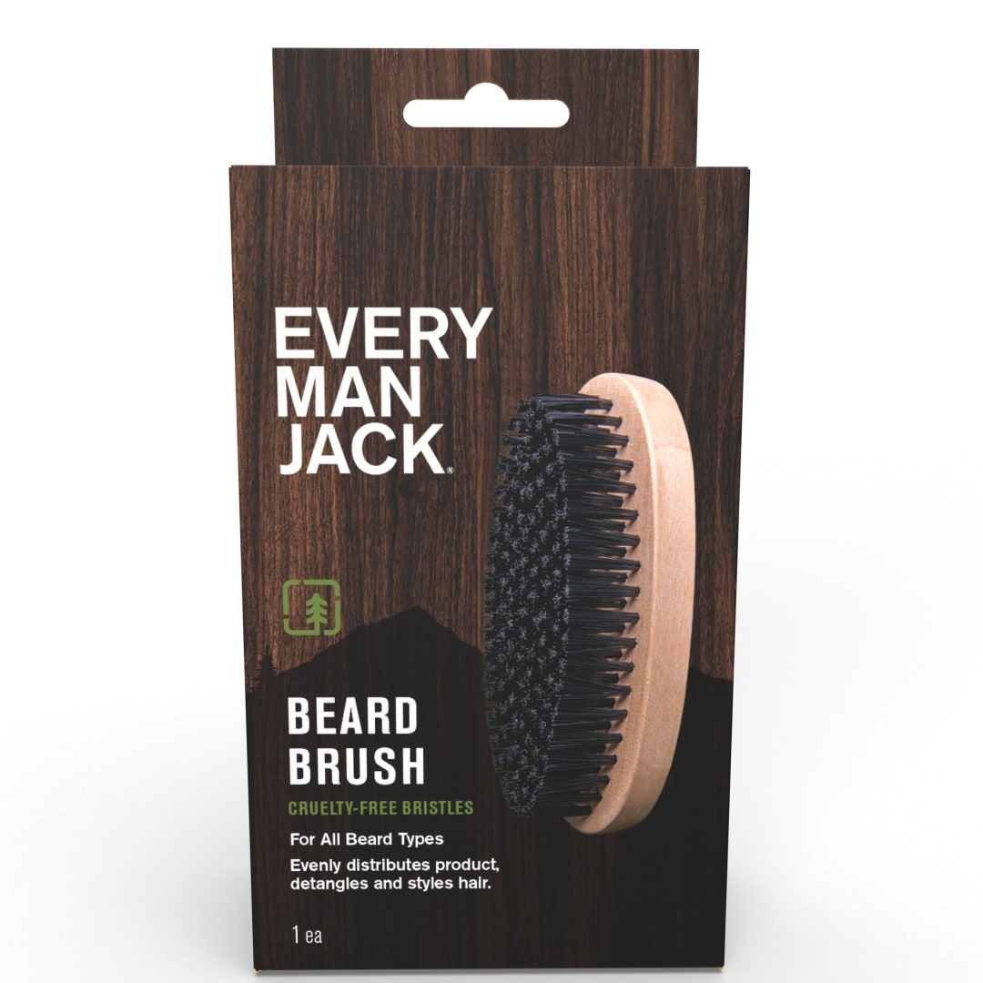 Every Man Jack Men's Beard Brush with Cruelty-Free Vegan Bristles