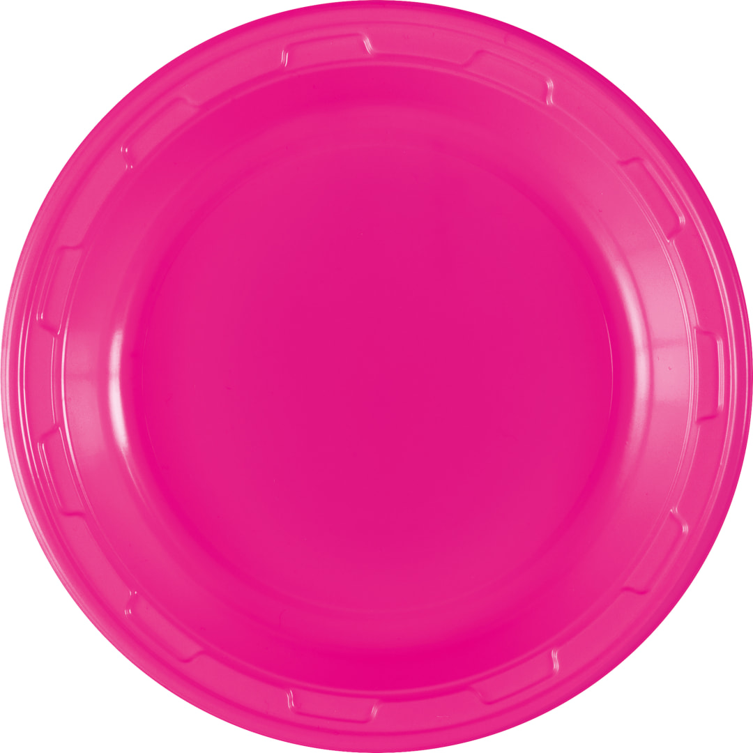Neon Pink Solid Round 7" Plastic Dessert Plates, 50ct