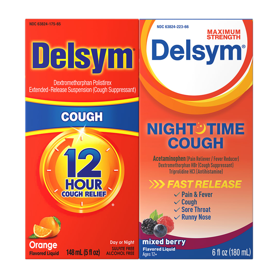 DELSYM® Adult Liquid - 12 Hour Cough 5 oz. and Nighttime Fast Relief 6 oz. - 3/1 ct.