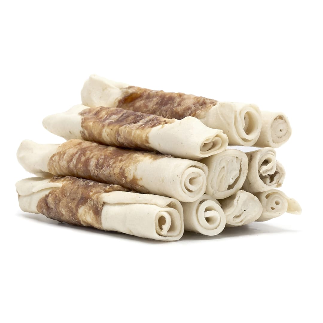 Treatly Combo Chews Beefhide Chip Rolls Dog Chew Treats, Meat Wrap, Beef Meat, 8 Pack